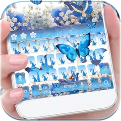 藍色蝴蝶滿天星鍵盤主題 + 滿天星花朵鍵盤壁紙