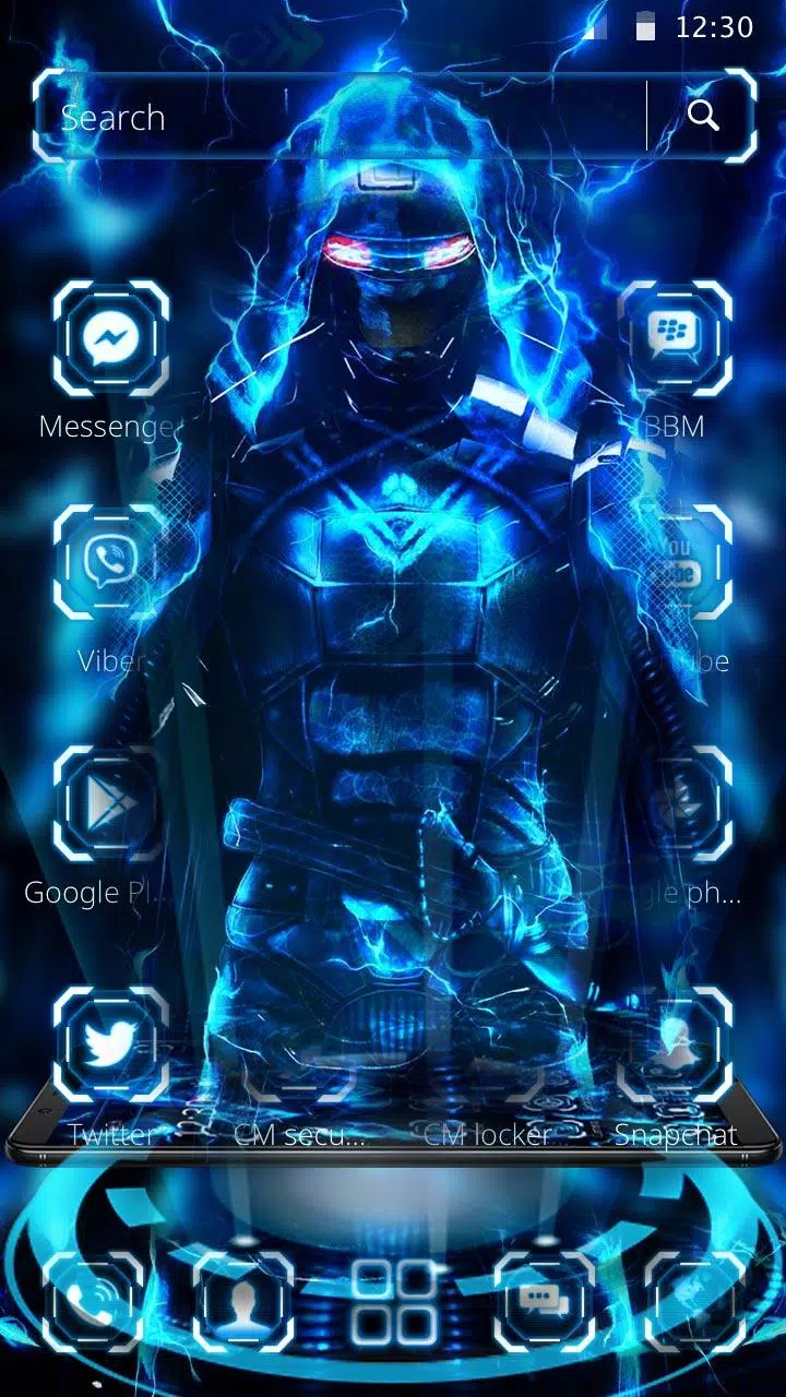 Blue Lightning Cool Robot Theme APK