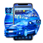 Blue Speed Neon Car Theme icône