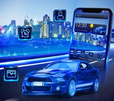 Blue Speed Neon Car Theme imagem de tela 3