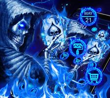 Thème Blue Poker Skull capture d'écran 1