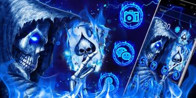 Thème Blue Poker Skull capture d'écran 3