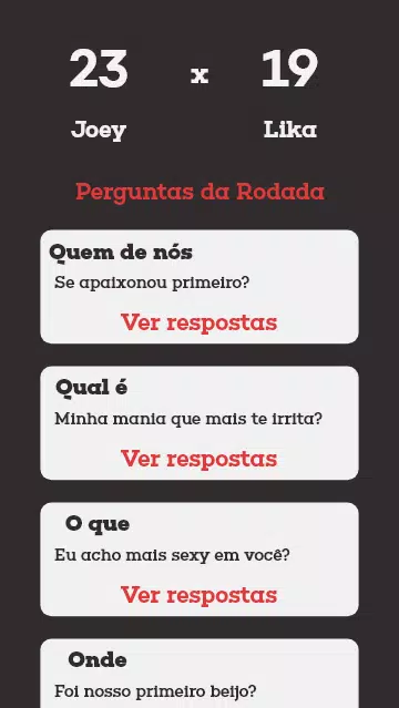 Jogo perguntas e respostas casal