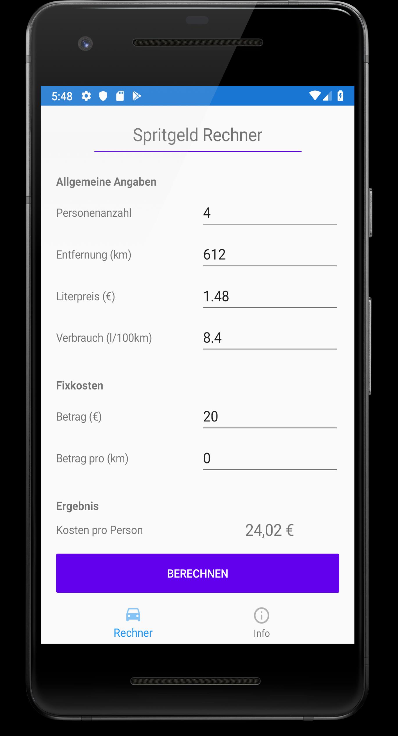 Spritgeld Rechner für Android - APK herunterladen