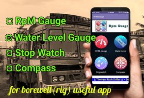 RpM Gauge Stopwatch Sprit Level For Borewell Rigs Affiche