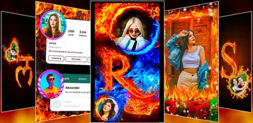 Fire Text Photo Frames App