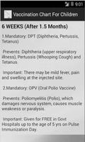 Vaccination Chart For Children capture d'écran 2