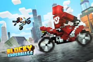 Blocky Superbikes Race Game पोस्टर