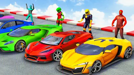 Скачать Superhero Car Stunts Car games XAPK