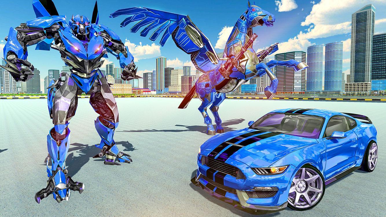 Jeux De Robot Qui Se Transforme En Voiture Police Transformons Robot Unicorn Car Volants Jeux pour Android