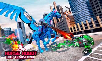 برنامه‌نما Flying Robot Unicorn Attack Bike Shooting Games عکس از صفحه
