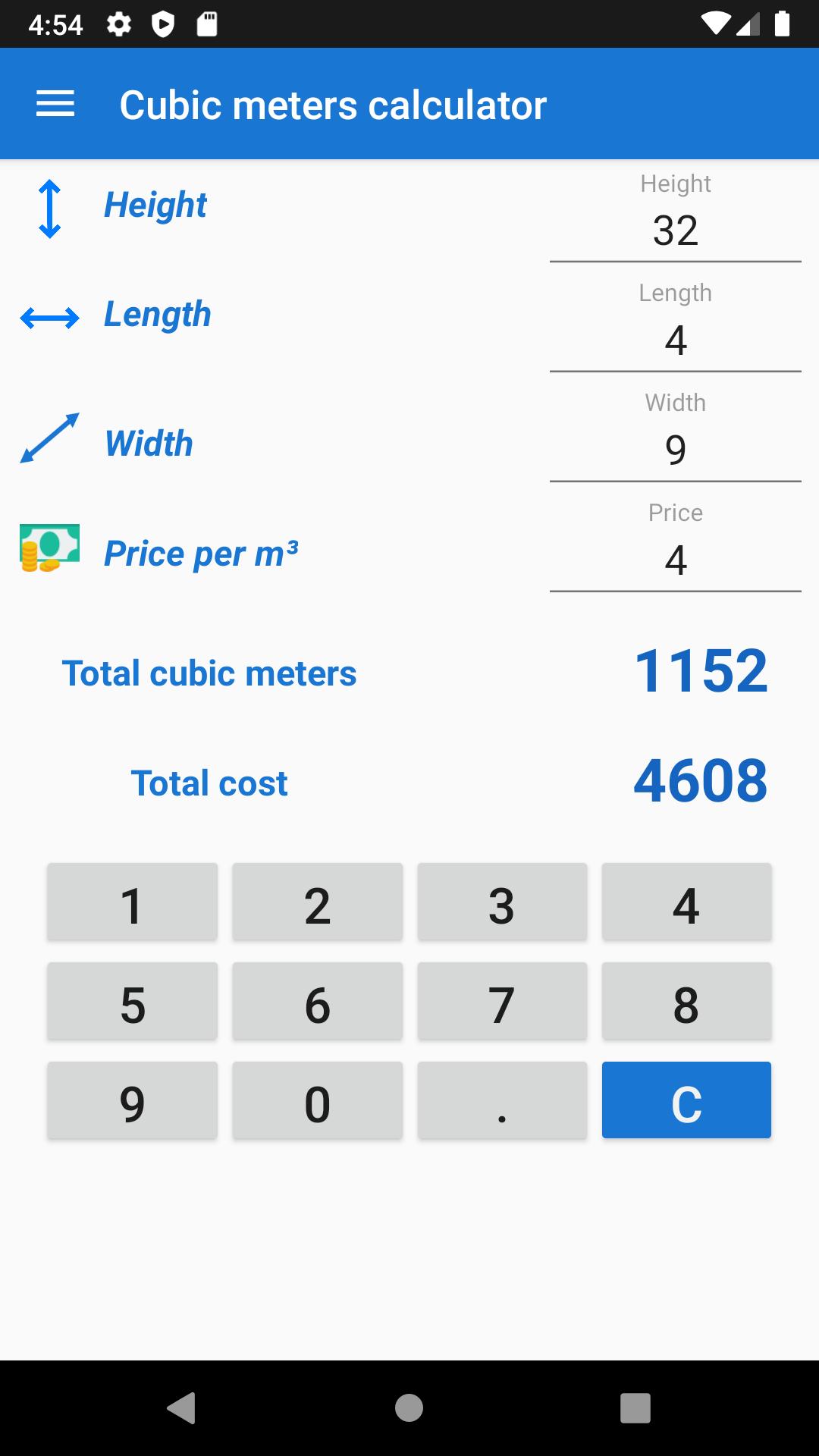 Cubic meters calculator for Android - APK Download