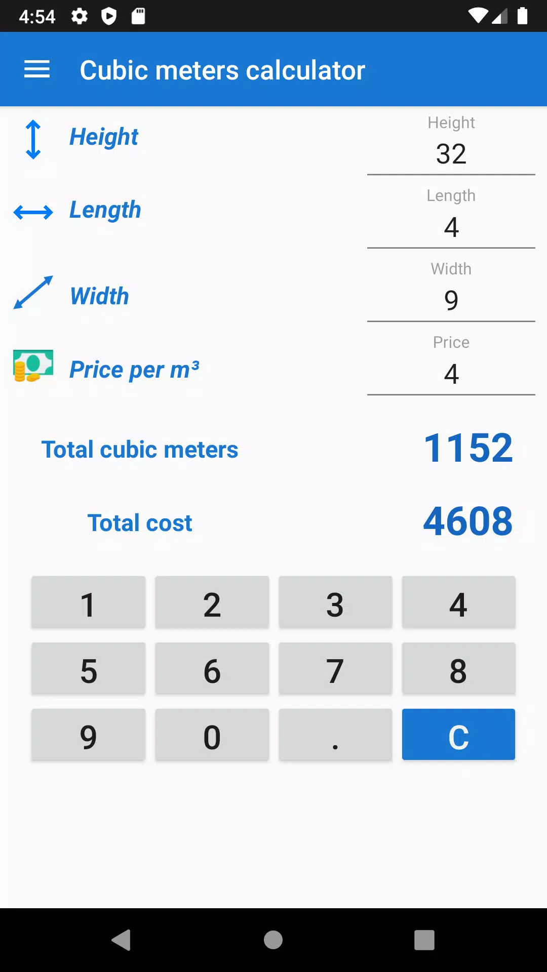 Descarga de APK de Calculadora de metros cúbicos para Android