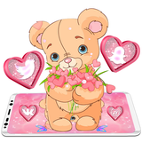 Teddy Bear Pink Launcher Theme icône