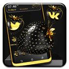 Golden Black Strawberry Theme icône