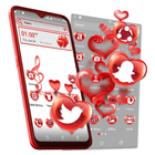 Red Glass Heart Launcher Theme ไอคอน