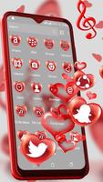 Red Glass Heart Launcher Theme screenshot 1