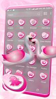 Swan Pink Love Launcher Theme imagem de tela 1