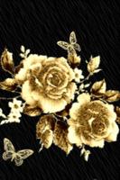 Gold Flowers With Butterfly Li ポスター