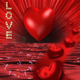 Red Heart On Red Sea Live Wall ikona