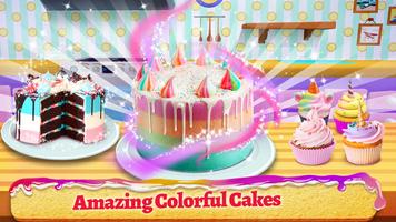 Unicorn Rainbow Cake Maker Bakery الملصق
