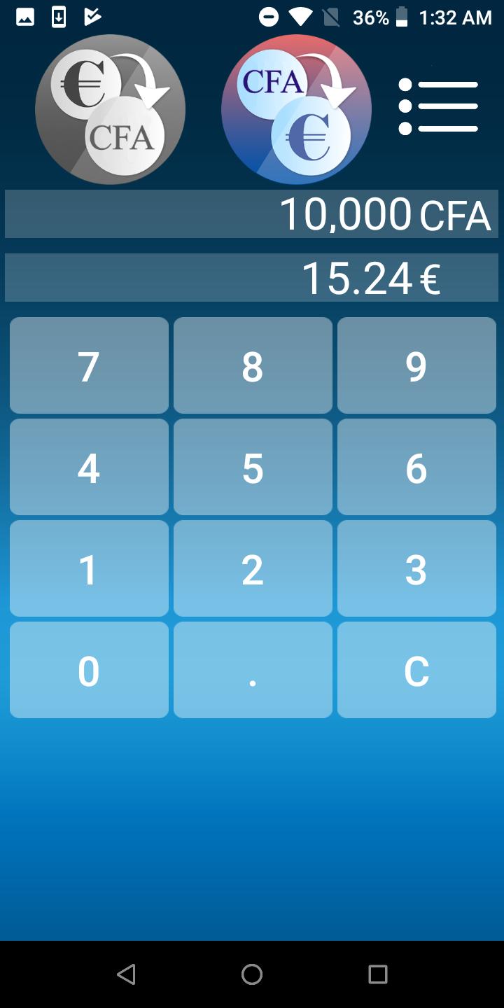 Euro - Franc CFA Convertisseur pour Android - Téléchargez l'APK