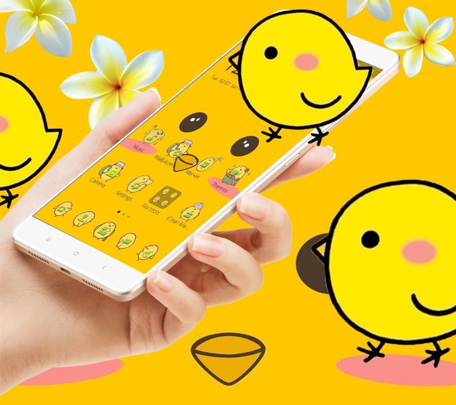 Android 用の かわいい漫画の黄色いひよこのテーマ Apk をダウンロード