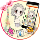 Cute cartoon girl theme APK