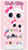 Hello Princess Kitty Pink Cute Cartoon Theme تصوير الشاشة 1