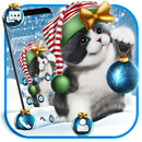 Sevimli Noel Kar Kedi Tema APK