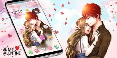 Cute Anime Love Couple Theme ảnh chụp màn hình 3