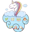 Cute Blue Cartoon Rainbow Unicorn Theme APK