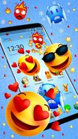 Blue Cute Emoji Theme постер