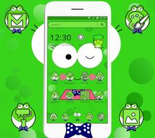 Cute Cartoon Green Frog Theme Affiche