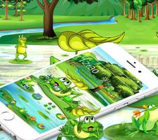 Cute green frog theme 海報