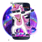 Cute dancing unicorn theme icon