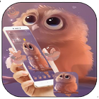 Cute Cartoon Fluffy Owl Theme icône