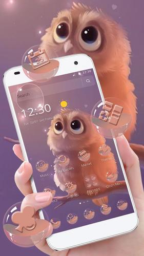 Cute Cartoon Fluffy Owl Theme For Android Apk Download