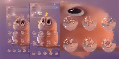 Cute Cartoon Fluffy Owl Theme capture d'écran 3