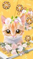 Cute floral cat theme poster
