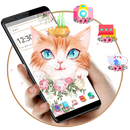 Cute Floral Fluffy Cat Theme APK