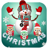 Cute Merry Christmas Snowman Theme icône