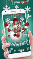 Cute Merry Christmas Snowman Theme الملصق