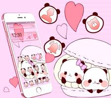 Cute Pink Panda Theme پوسٹر