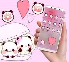 Cute Pink Panda Theme اسکرین شاٹ 1
