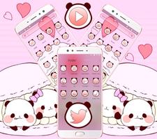 Cute Pink Panda Theme اسکرین شاٹ 2