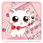Cute Heart Bow Kitty Theme ikon