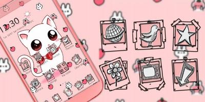 Cute Heart Bow Kitty Theme syot layar 3
