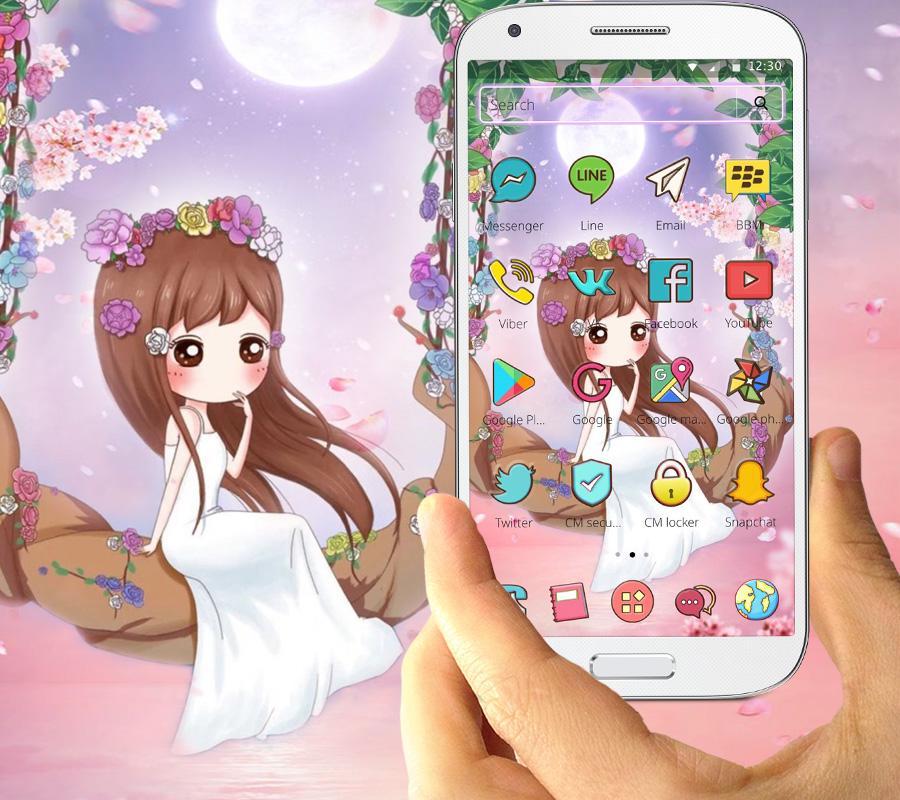 Cute Pink Cartoon Girl Theme Pour Android Telechargez L Apk