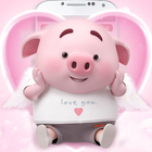 Cute Pink Cartoon Piggy Theme icône